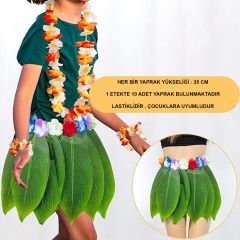 Tropikal Esintili Hawaii Yapraklı Parti Eteği Çocuk Boy