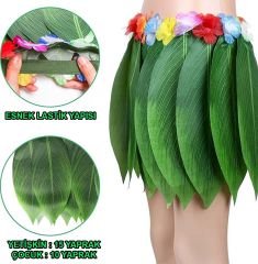 Tropikal Esintili Hawaii Yapraklı Parti Eteği Çocuk Boy