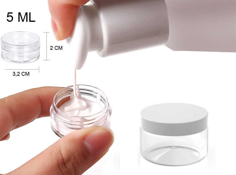 KUTU PLASTİK KREM KAVANOZU 5 ML BEYAZ KAPAK PK:25