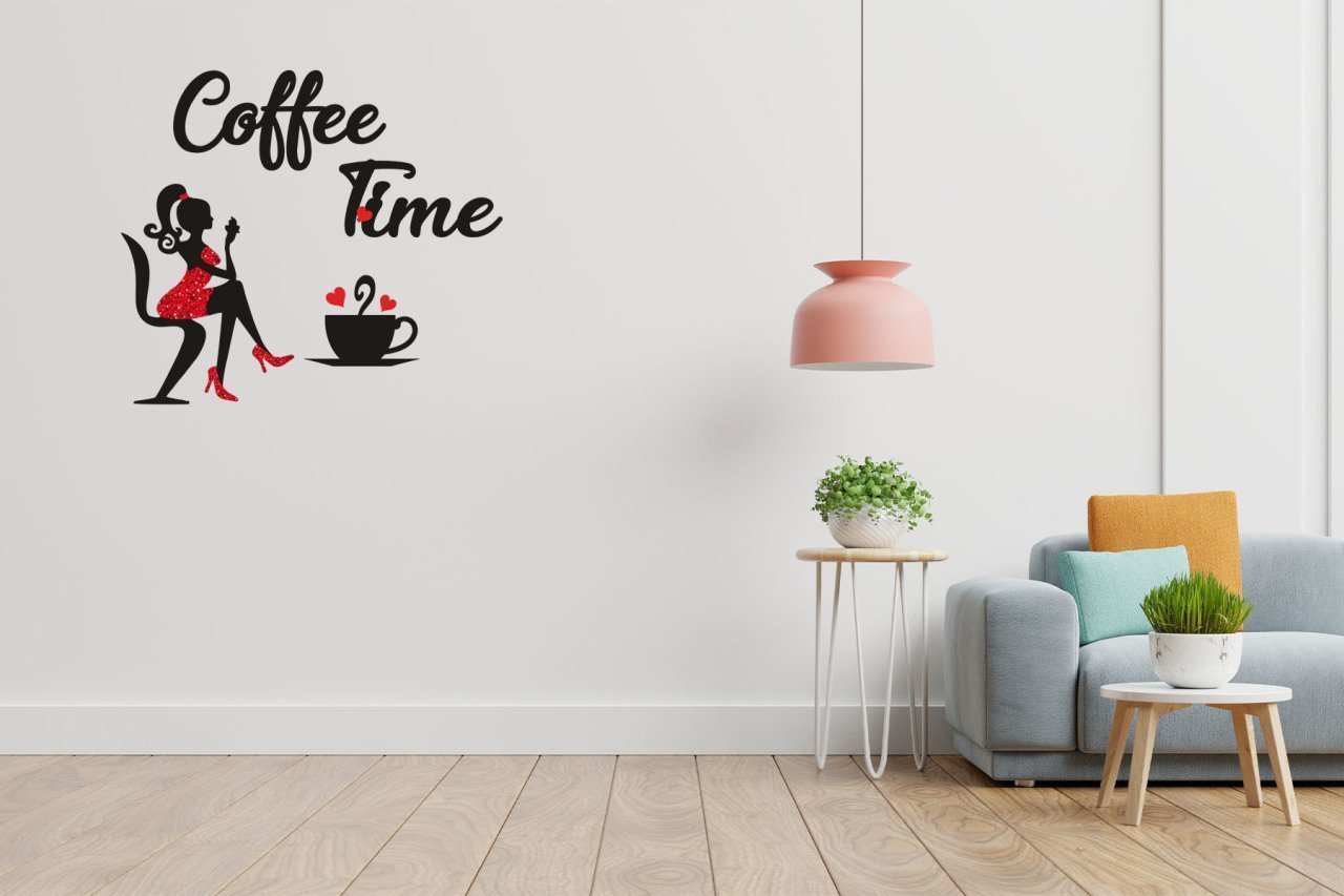 Coffe Time Kadın Figürlü Duvar Süsü