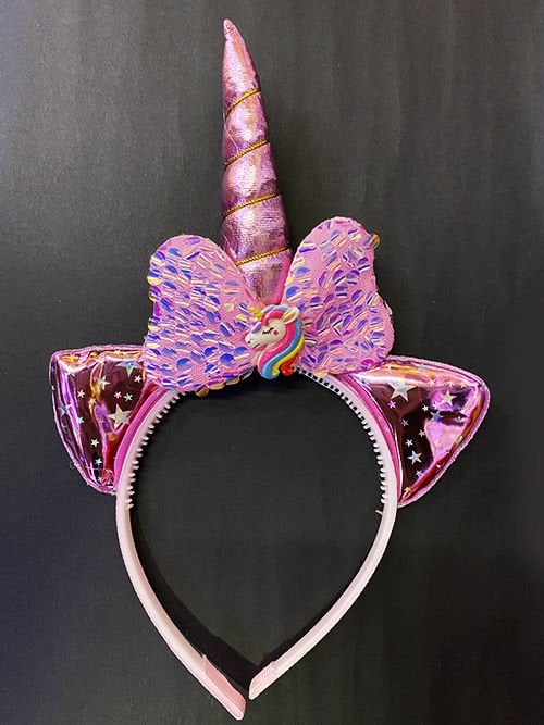 Soft Pembe Boynuzlu At Figürlü Çocuk Pullu Unicorn Tacı 17x27 cm