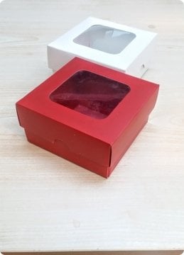 10x10x5 Cm Pencereli Karton Kare Asetat Kutu 20 li