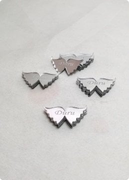Melek ayna İsim Yazılı pleksi Bebek Şekeri (4x2,5 cm Lazer Kesim Ayna)