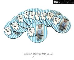 6 Cm Uv Baskılı Diş Figürlü Ahşap Süs MAVI