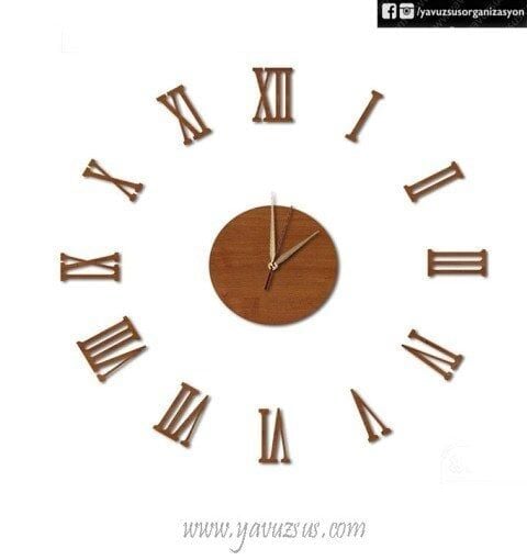 Roma Rakamlı Ahşap Duvar Saati SIYAH MDF