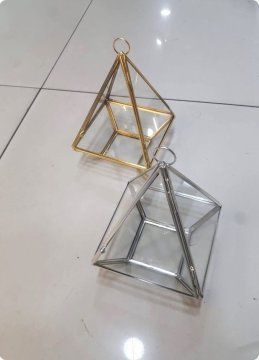 ORTA Boy Kapaklı Teraryum Pramid Fanus GUMUS