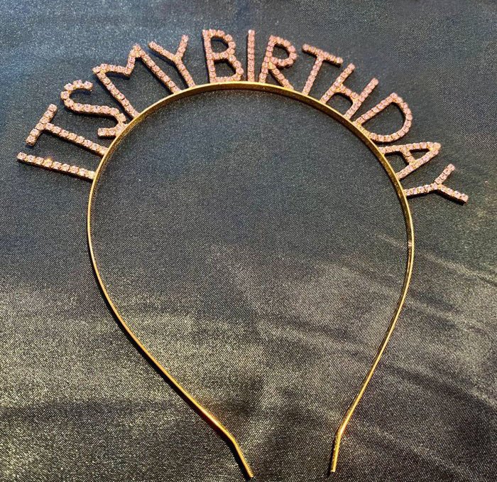 Kristal Taşlı İts My Birthday Doğum Günü Tacı Rose Gold 16x17 cm