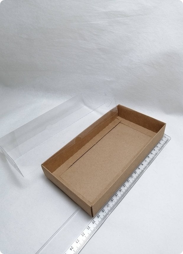 20x10x3 Cm Altı Karton, Üstü Asetat / Şeffaf Kapaklı Kutu 10 Lu