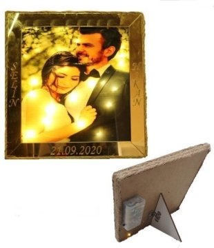 Işıklı Size Özel Cam Üzeri Baskılı Resim Çerçevesi GUMUS