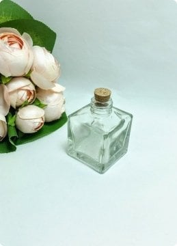 50 Li Mantar tıpalı Kare bambu Cam Şişe