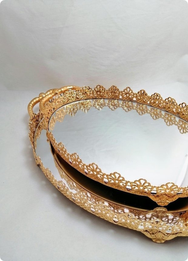 Papatya Model Oval Tepsi (20x29cm) GUMUS YUZUK TEPS