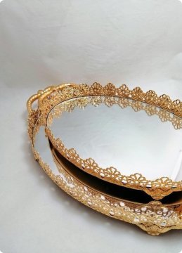 Papatya Model Oval Tepsi (20x29cm) GUMUS YUZUK TEPS