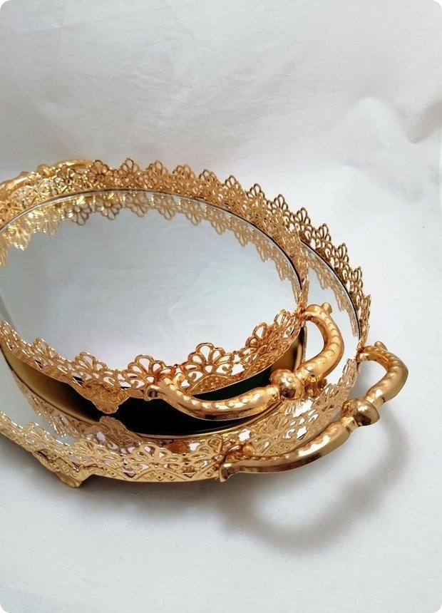 Papatya Model Oval Tepsi (20x29cm) GUMUS YUZUK TEPS