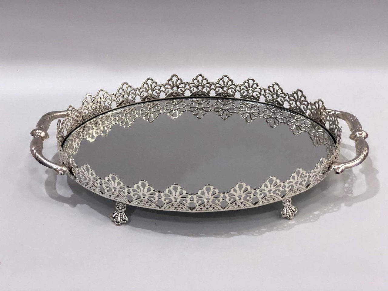 Papatya Model Oval Tepsi (20x29cm) GUMUS YUZUK TEPS