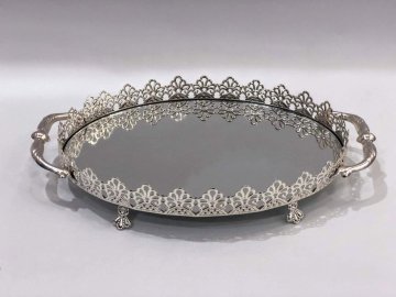 Papatya Model Oval Tepsi (20x29cm) GUMUS YUZUK TEPS