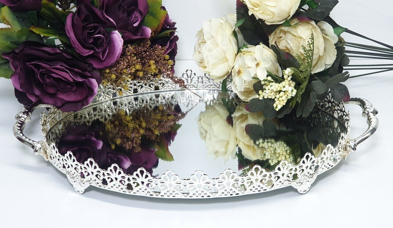 Papatya Model Oval Tepsi (20x29cm) GUMUS YUZUK TEPS