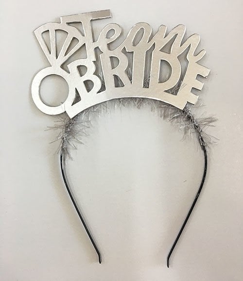 Team Bride Yazılı Alyanslı Gümüş Renk Parti Tacı