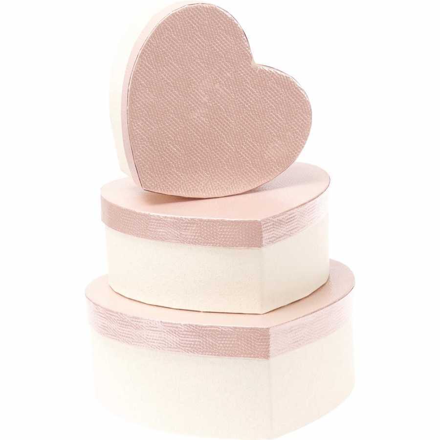 3 Boy Mersa Metalik Bronz Kalp Kutu Seti