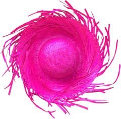 Tropikal Parti Pembe Fuşya Hasır Hawaii Şapkası 13x36 cm