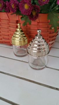 30 lu Metal Kubbeli Cam Kavanoz Gümüş & Altın KAplamalı