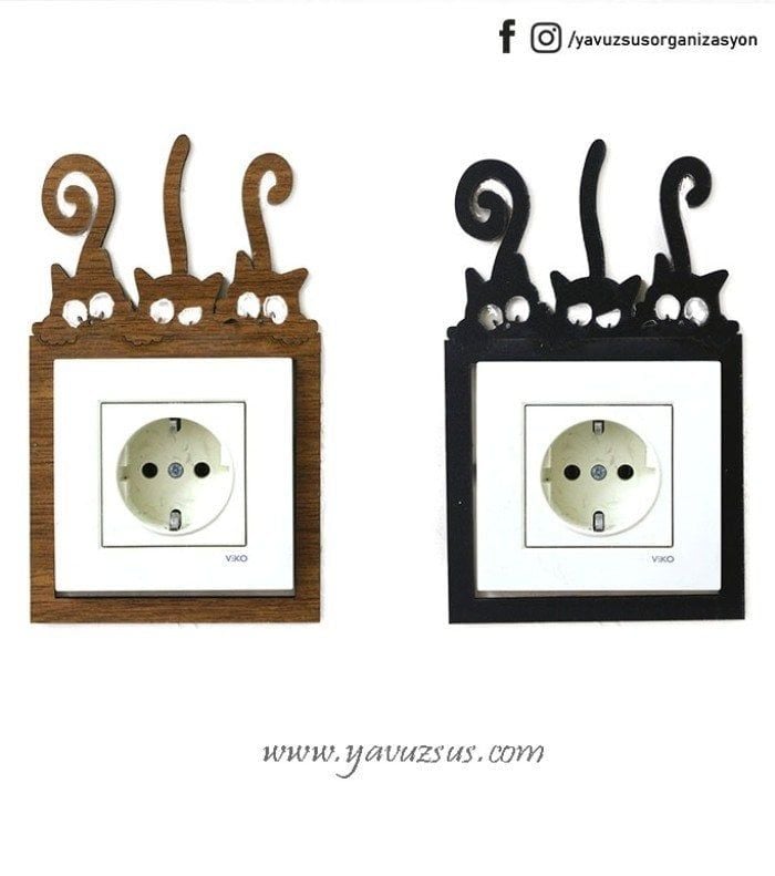 Kedi Motifli Priz Dekoru