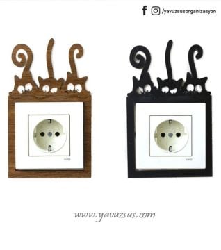Kedi Motifli Priz Dekoru