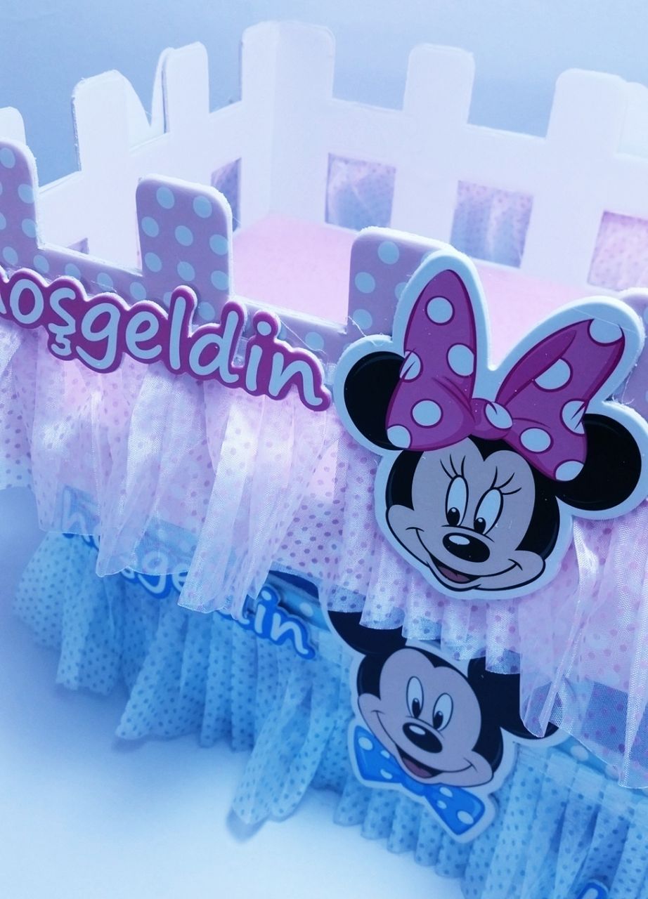 Bebek şekeri sunum çit Sepet mini mouse / miki mouse