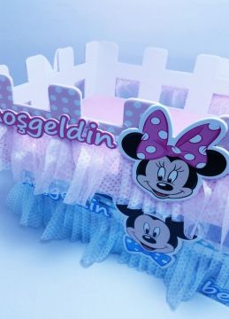 Bebek şekeri sunum çit Sepet mini mouse / miki mouse