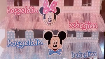 Bebek şekeri sunum çit Sepet mini mouse / miki mouse