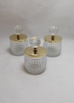 20 Adet Kristal Tepeli Kristalize Cam Kavanoz Lokumluk,Çerezlik