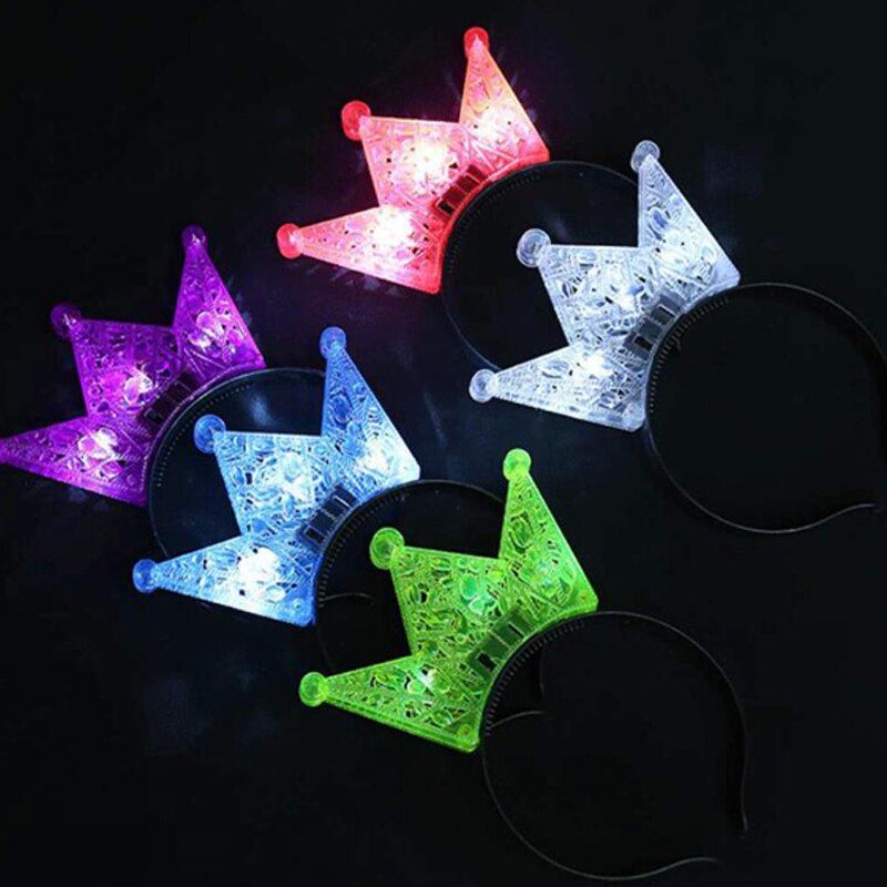 Ekstra Lüks Parlak Yanıp Sönen Led Işıklı Kral-Kraliçe Tacı Parti Tacı 16x18 cm