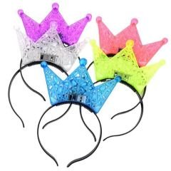 Ekstra Lüks Parlak Yanıp Sönen Led Işıklı Kral-Kraliçe Tacı Parti Tacı 16x18 cm