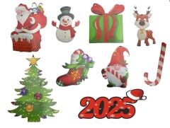 10 lu Ahşap 2026 Yılbaşı Ağaç Süsü