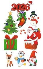 10 lu Ahşap 2026 Yılbaşı Ağaç Süsü