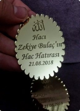 100 lü Tırtıklı Oval Pleksi Ayna Hac Hediyelik / Hatırası (5x7 cm)