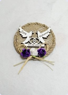 İsim yazılı KUŞLU Çuval Yuvarlak Magnet (Söz, Nişan, Nikah, Şekeri)
