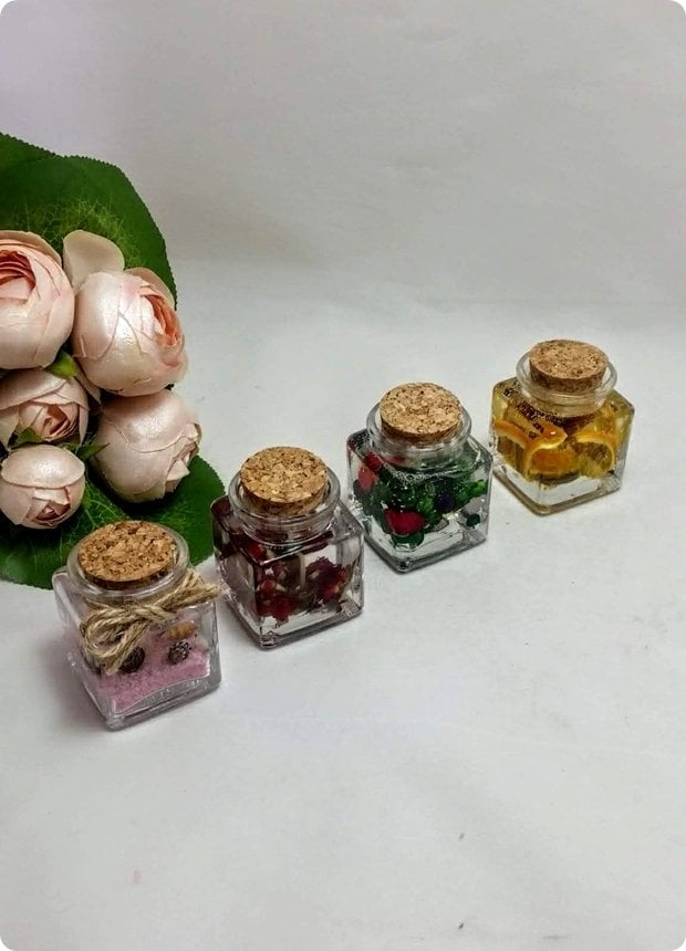 1 Pk Portakallı jel Mum (Mantar Kapaklı Kare Kavanoz)