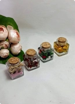 1 Pk Portakallı jel Mum (Mantar Kapaklı Kare Kavanoz)