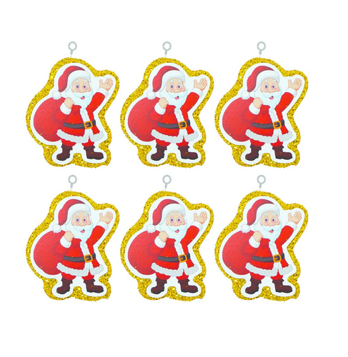 6 Lı Simli Strafor Noel Baba Yılbaşı Ağaç Süsü