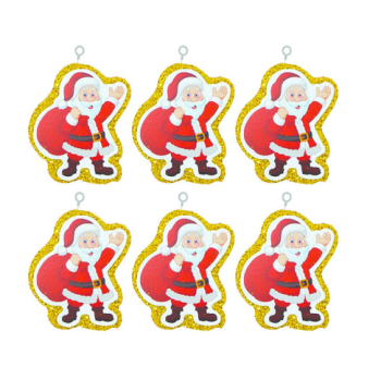 6 Lı Simli Strafor Noel Baba Yılbaşı Ağaç Süsü