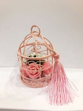 Süslü Metal Tel Kuş Kafesi (Küçük Boy) Nikah Şekeri