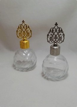 12 Adet Metalize Güneş Tepelikli Kavuk Cam Top Kolonya Şişesi