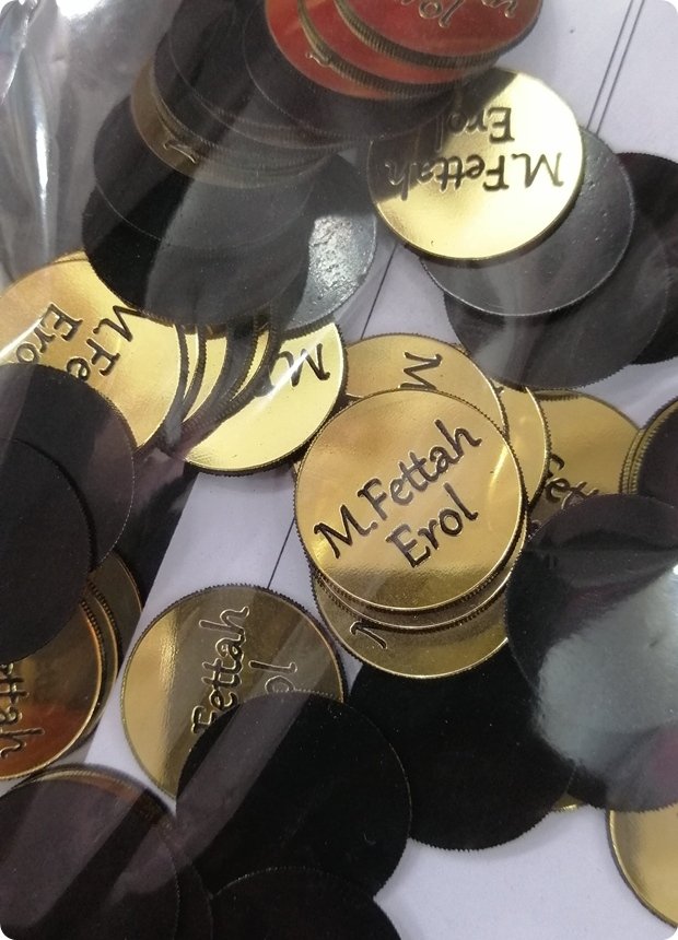 2,5 Cm Yuvarlak Pleksi Ayna Lazer Kesim Altın - 100 Adet / Paket