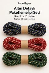 Twine İp Kırmızı Altın Laci Altın Yeşil Altın 3 x 10 mt.