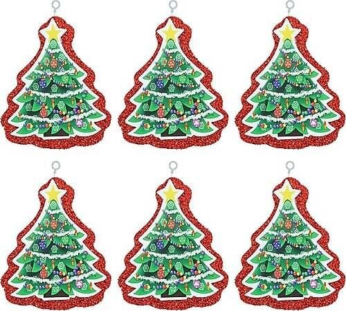 6 Lı Simli Strafor Çam Yılbaşı Ağaç Süsü