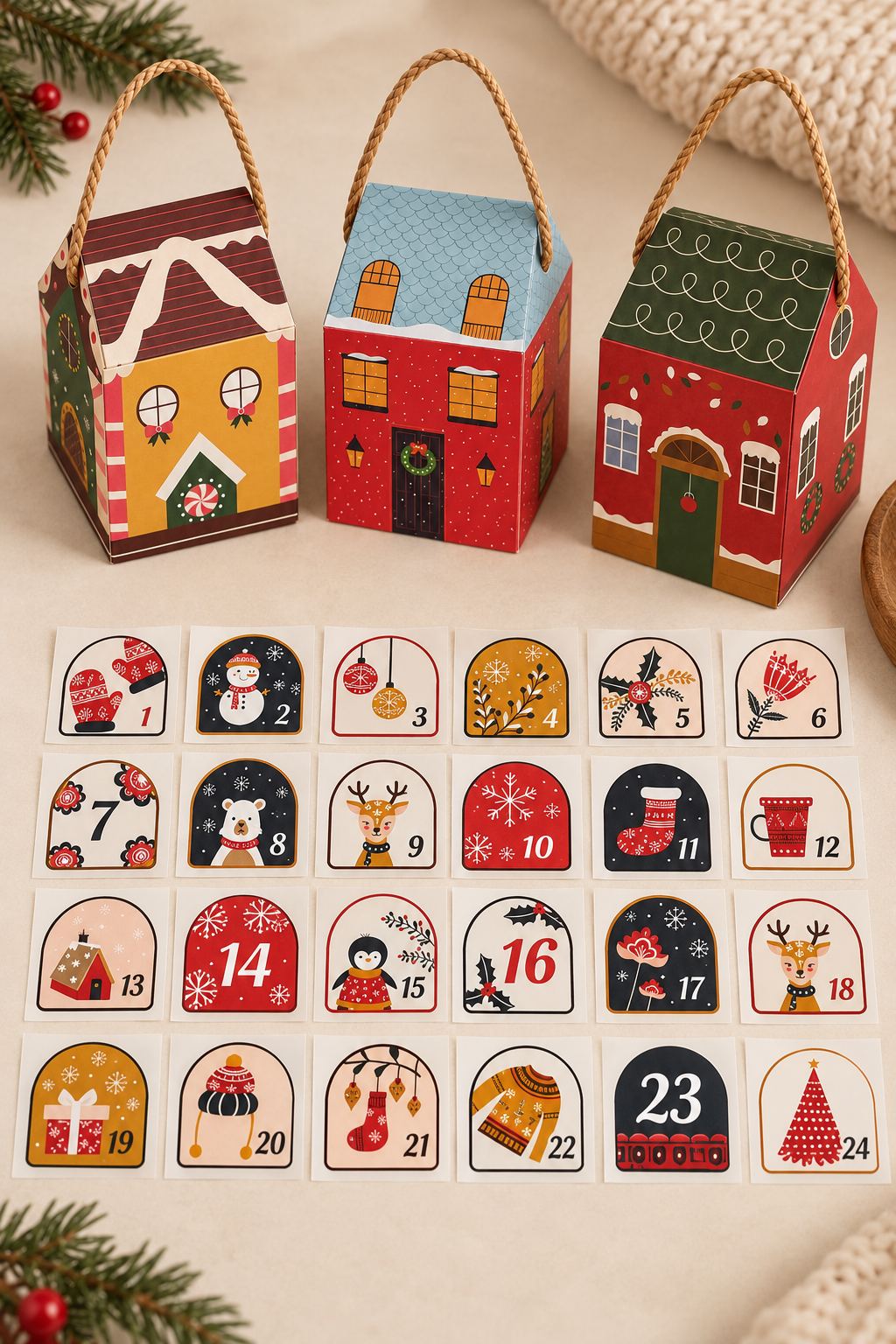 Advent Calender Set Renkli Evler 24'lü Set