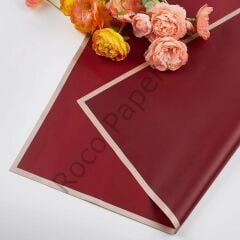 Çiçek Buket Kağıdı - Çiçek Ambalaj Kağıdı - Bordo - Altın Kenarlı - Mat Opp 58x58 Cm - 5 Adet