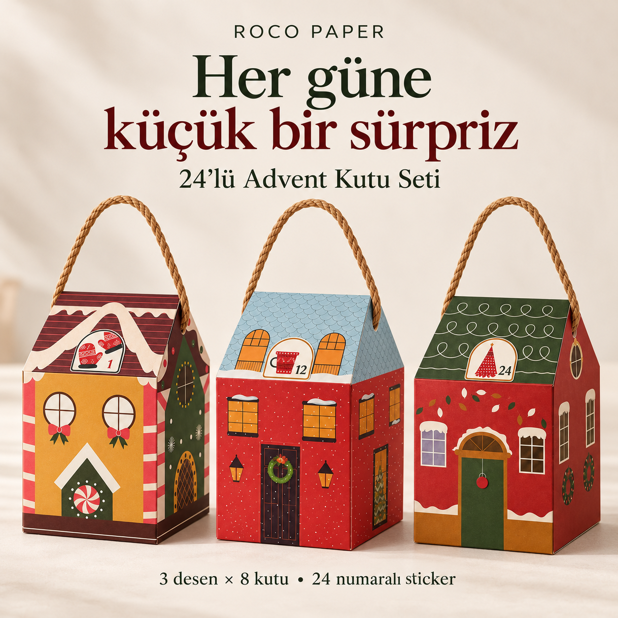 Advent Calender Set Renkli Evler 24'lü Set