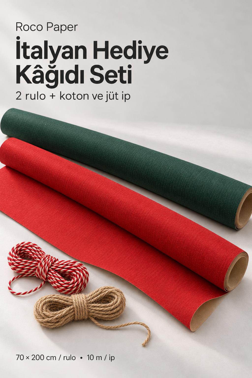 Yeniyıl paketleme Seti Kırmızı ve Koyu yeşil 70*2 mt 2 ip
