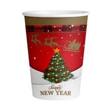8 Lİ Yılbaşı Karton Bardak 8 Oz